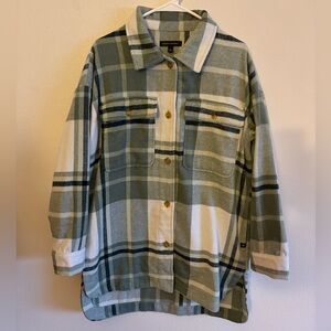 Banana Republic Shirt Jacket Shacket Womens Size M Plaid Green
